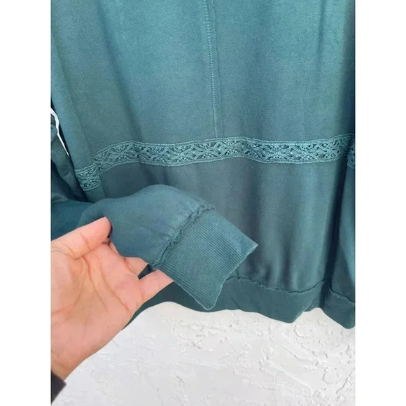 Knox Rose Womens Boho Lace Velvet Crew Neck Long Sleeve Sweater Green Sz XL - Picture 6 of 9